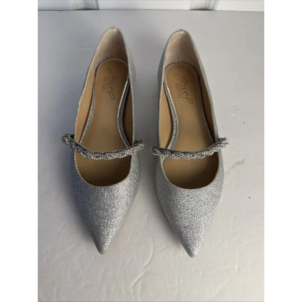 Jewel Badgley Mischka Women's Vana Pointed Toe Evening Flat Shoes Size 5 1/2 New - Picture 7 of 10